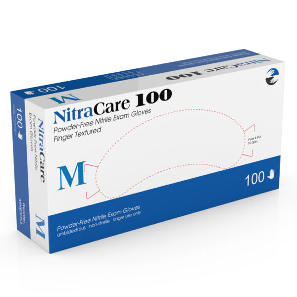 MEDGLUV NITRACARE 100 Nitrile Exam Gloves, Medium, Box of 100