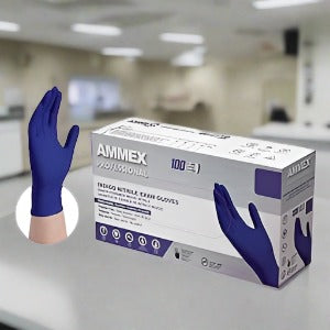 AMMEX INDIGO Nitrile, Medium, Case of 1000