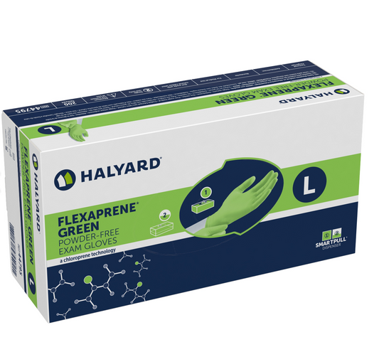 FLEXAPRENE Green Gloves, Large, Box of 200