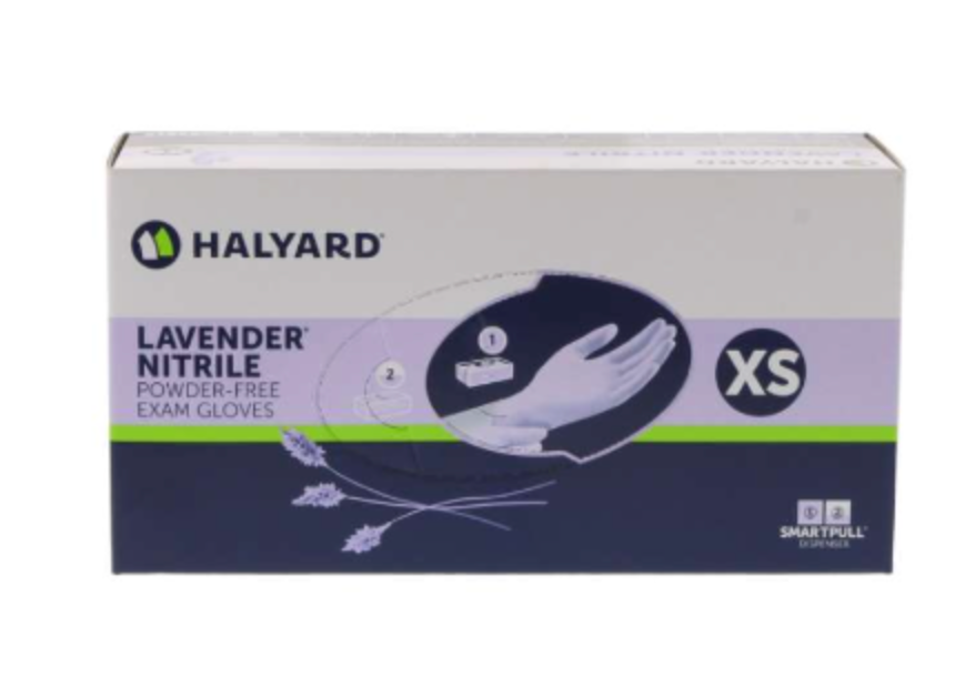 LAVENDER Nitrile Gloves, X-Small, Box of 250