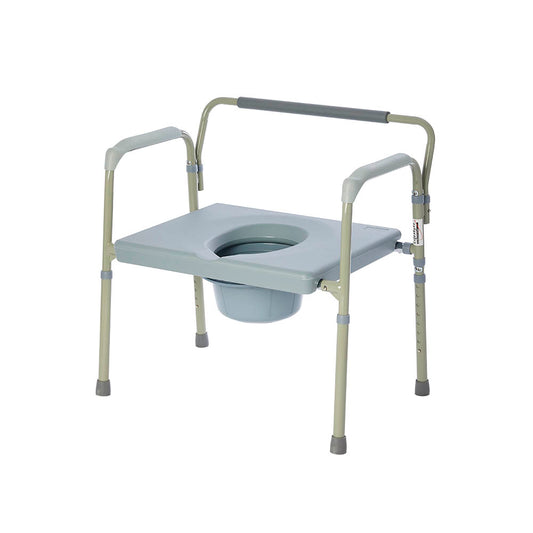 Rhythm Healthcare Bariatric Folding Powder Coated Steel Elongated Commode