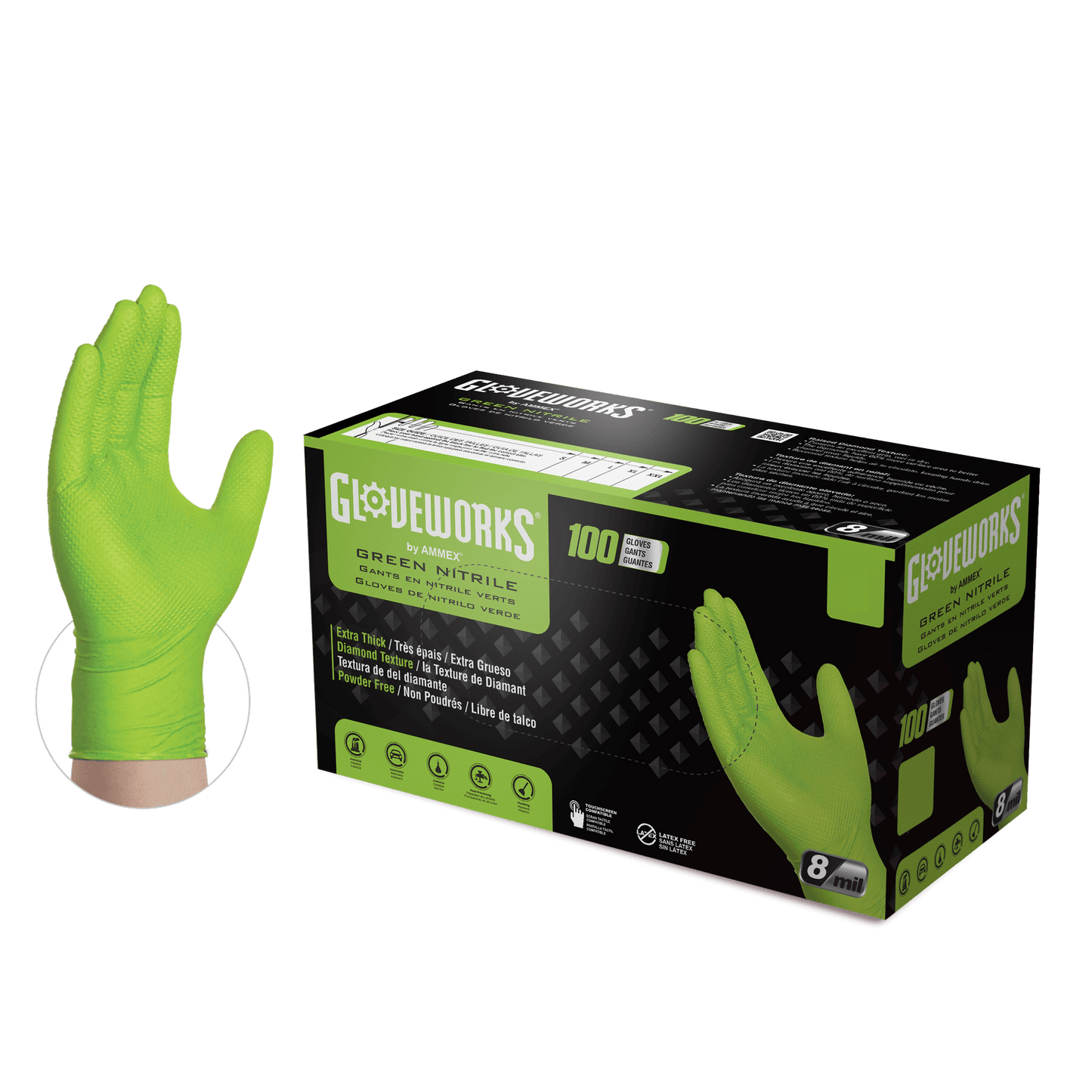 GLOVEWORKS® HD GREEN NITRILE INDUSTRIAL GLOVES CASE