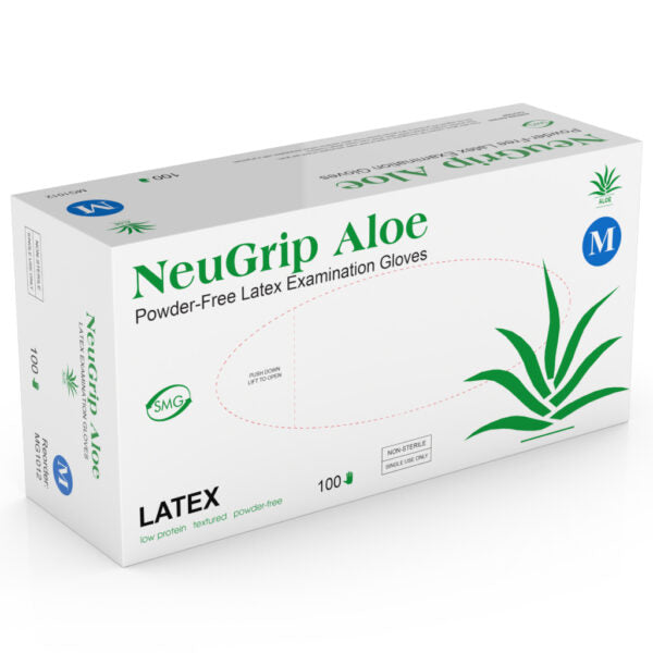 MEDGLUV NEUGRIP ALOE Latex Exam Gloves, X-Large, Box of 100