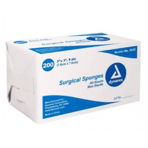 Dynarex Gauze Sponges, Bulk Packaging, Various Sizes, Various Quantities