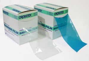 CROSSTEX BARRIER FILM WITH FINGER LIFT EDGE, Blue or Clear, 4" x 6" 1200/roll 8 rl/cs