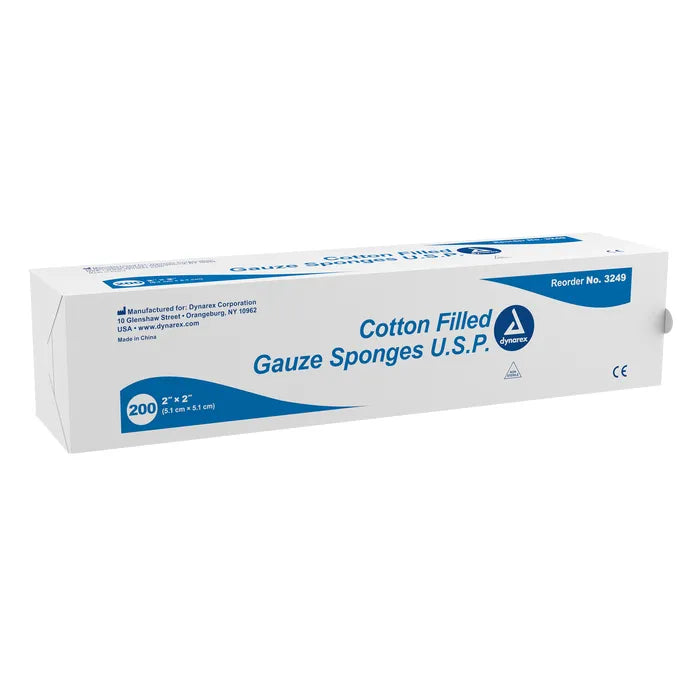 Dynarex Cotton Filled Gauze Exodontia Sponge - 2" X 2", Case/5000