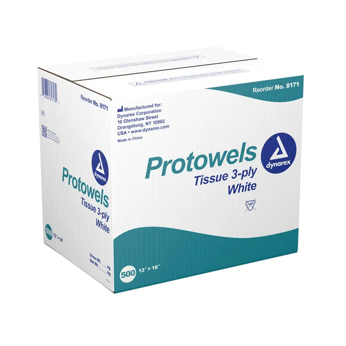 Dynarex Protowels White 3ply Tissue 13 X18, Case/500